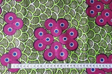 Preview: PINK MINI CIRCLES Waxprint Stoff